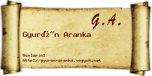 Gyurán Aranka névjegykártya